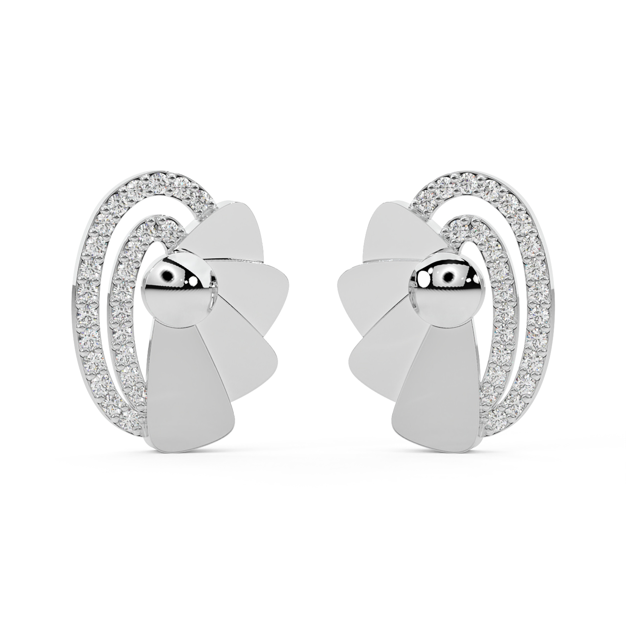 Oval Design Diamond Stud Earrings